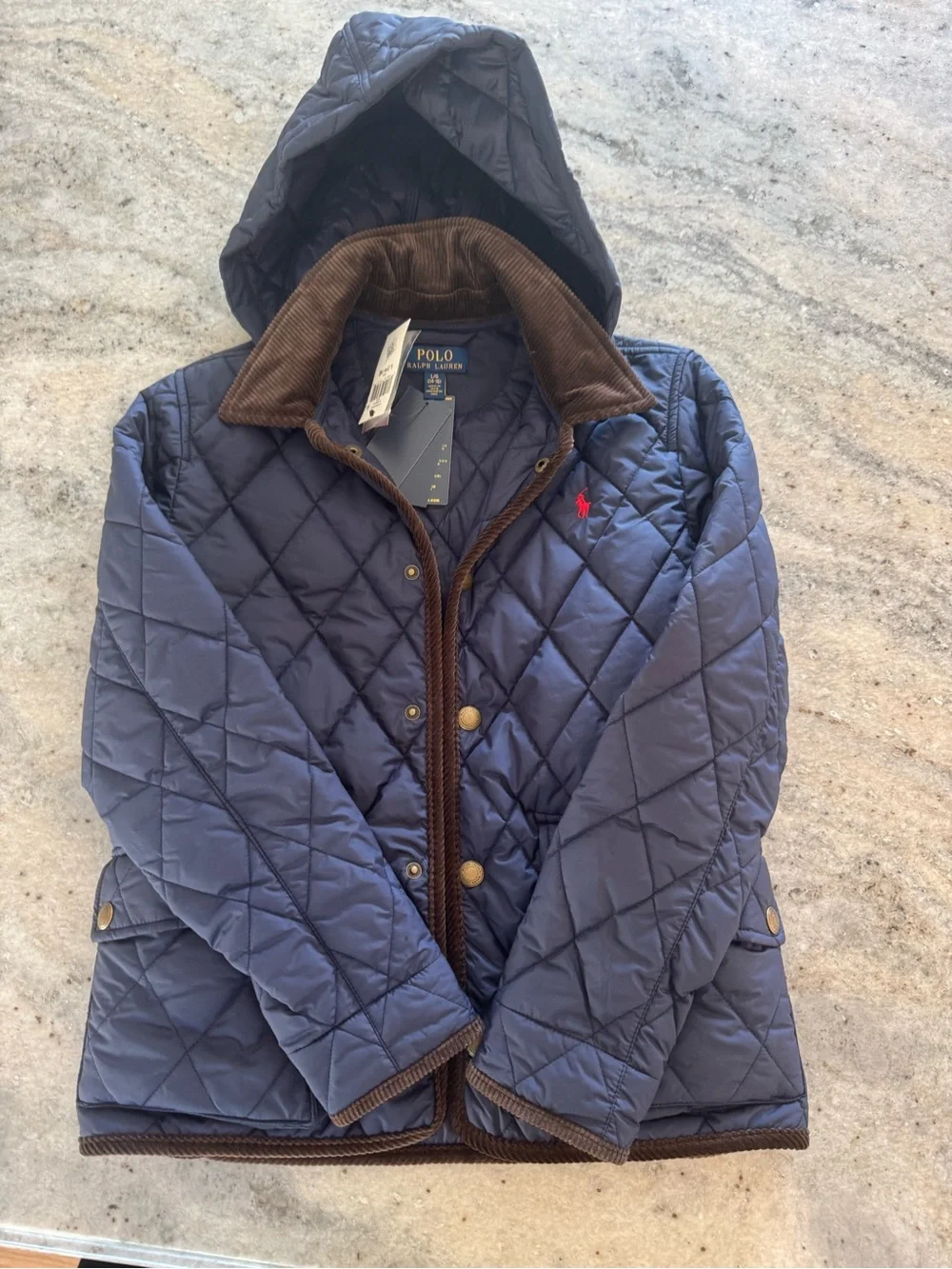 Polo by Ralph Lauren Boy’s Navy Quilted Hooded Jacket